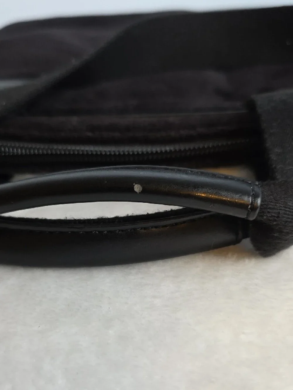 Juicy Couture Black Suede Messenger Laptop Bag with Silver Rhinestone Crest Logo
